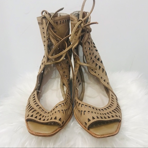 Jeffrey Campbell Rodillo Lace Up brown wedge sandals sz 10. - Picture 3 of 10